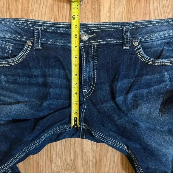 Silver Suki Surplus Jeans S224 L32 Womens Dark Wash Thick Stitched Blue Jeans - Picture 9 of 13